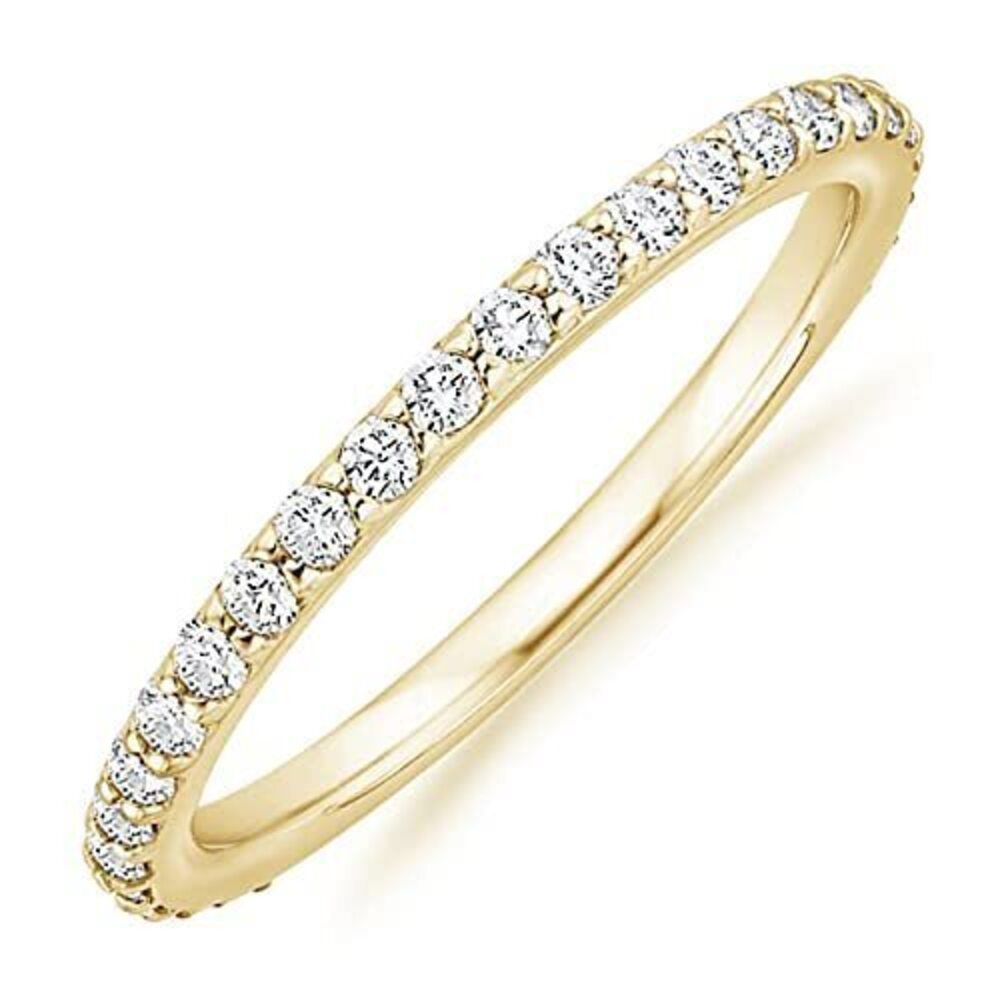 6150 18K Gold Vermeil Cubic Zirconia Stackable Eternity Bands Yellow Gold